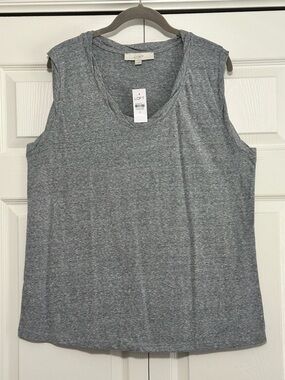 Ann Taylor LOFT Twist Scoop Neck Tank Top in Coastal Grey Size XL NWT